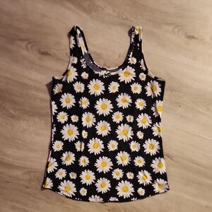 No Boundaries Black and White Daisy Tank Top
